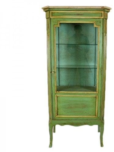 Casa Padrino Barock Vitrine Antik Stil Grün/Gold 160 cm - Vitrinenschrank - Wohnzimmer Schrank - Antik Stil Möbel