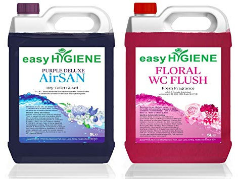 BLUE AirSAN 5L CHEMICAL TOILET fluid Cleaner & 5L FLORAL FLUSH Portaloo boat caravan wc