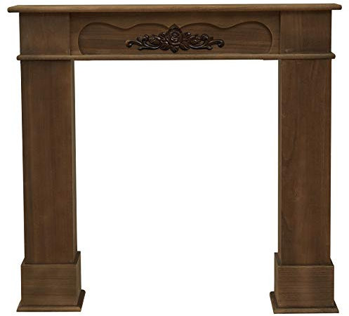 Rebecca Mobili Cornice camino decorativa, finto caminetto stile classico, legno, marrone, per salotto - Misure 100 x 105 x 21 cm (HxLxP) - RE4504