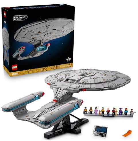 LEGO Icons Star Trek: U.S.S. Enterprise NCC-1701-D - Bauset für Erwachsene - 2 Shuttlepods, Trennfunktion & 9 Minifiguren mit Jean-Luc Picard & William Riker - Geschenk für Männer und Frauen - 10356