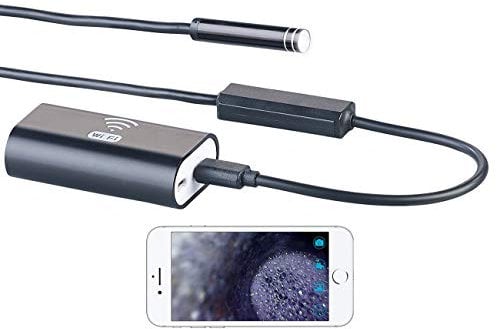 Somikon Teleskopkamera: WiFi-HD-Endoskop-Kamera für iOS- und Android-Mobilgeräte, 2 m (Endoskop-Kamera iPhone App, Schwanenhals Kamera Handy, Mobiltelefon)