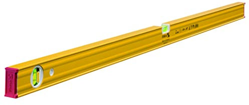 STABILA Magnet-Wasserwaage Type 80 ASM, 120 cm, verstärktes Alu-Profil, extrastarkes Seltenerd-Magnetsystem, 1 Horizontal-Libelle, 1 Vertikal-Libelle, integrierte Rutsch-Stopper, Made in Germany