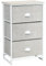 COSTWAY Chest of Drawers, Fabric 2/3/4-Drawer Dresser Cabinet with Wood Top, Metal Frame Vertical Tower Drawers Storage Organizer Unit for Bedroom, Living Room and Closet (Light Grey+White, 3 Tiers)
