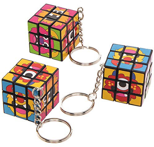 Baker Ross AX268 Puzzle-Würfel Schlüsselanhänger mit Monster-Motiv, für Kinder-Partybeutel und als kleine Spielzeuge für Kinder, 4 Stück