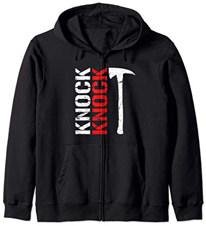 Knock Knock | Funny Firefighter Axe and Crowbar Tool Zip Hoodie