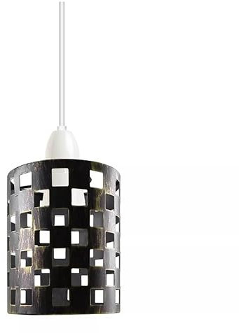 'DC VOLTAGE Offener Retro-Stil, einfach zu montierender Pendelleuchtenschirm, Metallkäfig, Trommellampenschirm, Vintage-Industrie-Deckenpendellampe (gebürstetes Messing)