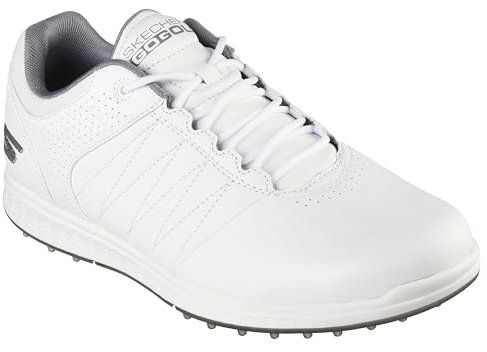 Skechers Men's Pivot Spikeless Golf Shoe, White/Gray, 9 Wide