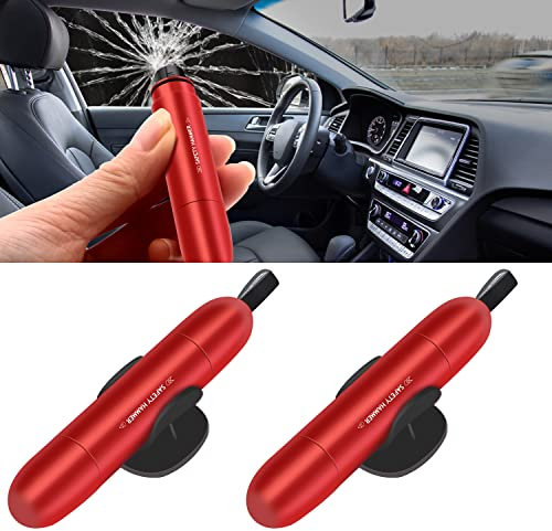 YONGMING 2 en 1 Marteau Brise Vitre Coupe-Ceintures et Marteaux Brise Vitre d'urgence Marteaux de Secours pour Voiture,Lot de 2