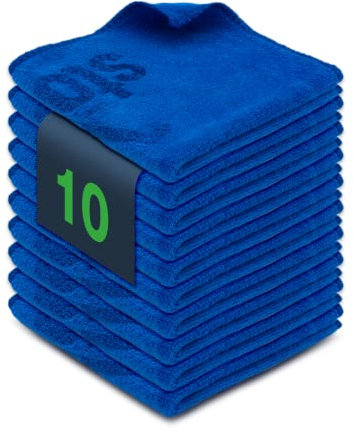 stōbfix Lot de 10 chiffons de nettoyage en microfibre absorbants non pelucheux - Lavables - Chiffons de nettoyage - Lingettes à poussière - Lingettes polyvalentes (bleu)