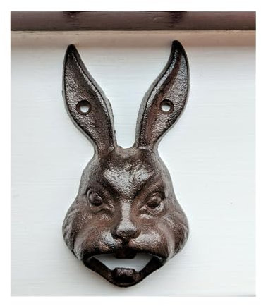 Cast Iron Bunny Bottle Opener Animal Hare Metal Wall Mounted Heavy Vintage Rustic