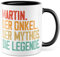 Onkel Tasse personalisiert Geschenk, eigener Name Der Onkel Der Mythos Die Legende Geschenkidee Familie Kaffeetasse mit Spruch lustig Kaffee-Becher Neffen personalisierbar (Onkel personalisiert)