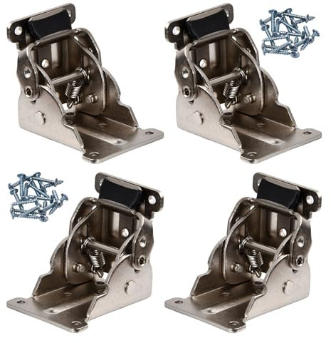 4 Stück Scharniere Schwerlast Verstellbar 90 Grad, Selbstsichernde Klappscharnier Tischbeine, Scharnier Hardware mit Schrauben, Klappkonsole Klein, Schranktürscharniere (B)