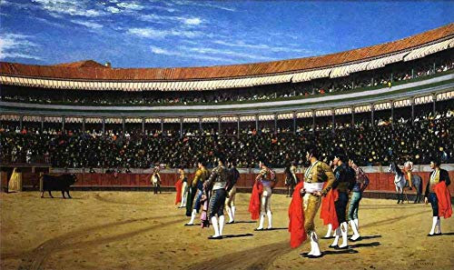 6 Kunstgemälde Plaza de Toros Der Einzug des Stiers Griechisches Jean Leon Gerome Ölgemälde auf Leinwand, Wanddekoration 01, €50-2000 Handgemalt von Lehrern der Kunstakademien