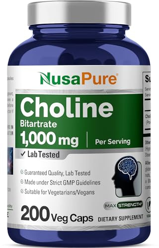 Choline Bitartrate, Vegetarian, Vegan, 1000mg, 200 Capsules - 100 Servings