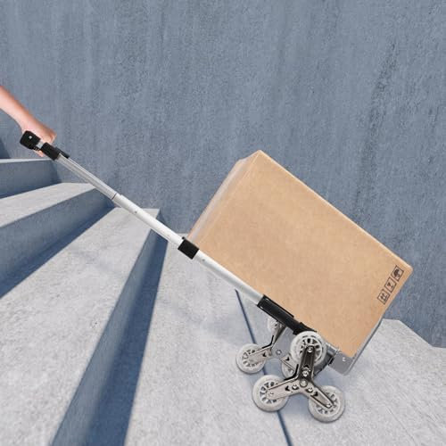 Carro de mano plegable, carro de plataforma resistente con 6 ruedas y cuerdas elásticas, subir escaleras para equipaje, viajes, coche, compras, mudanza y oficina