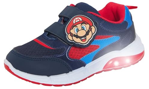 Super Mario Brothers Jungen Leuchtende Turnschuhe Kinder Nintendo Blinkende Lichter Sportschuhe, Blau / Rot / Weiß, 31 EU