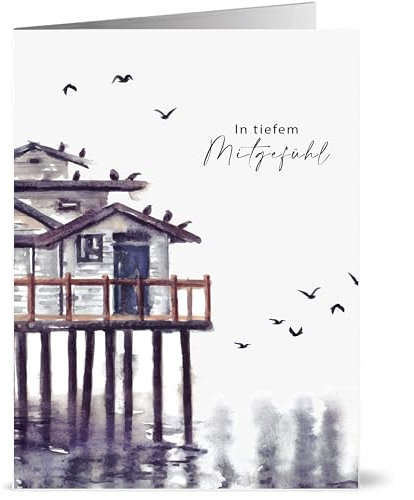 the lazy panda card company 2 Stück - Aquarellierte Trauerkarte mit Umschlag aus recyceltem Papier. Beileidskarte Sympathiekarte (Doppelter Satz)