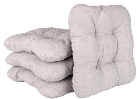 HLKauf 4 | 6 | 8er Set Sitzkissen 36x36x6 cm | weiche Kissen | Für Garten, Camping, Gastronomie oder Bistro | Oeko-Tex und Made in EU (Grau & 1x HLKauf-Block, 6er-Set)