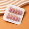 DMQ Cat Eye Press-on Nails Long, 10Pcs Coffin False Nail, Pink Gradient Glitter Fake Nail with Nail Glue, Handmade Full Cover Stick on Nails for Women Girls...