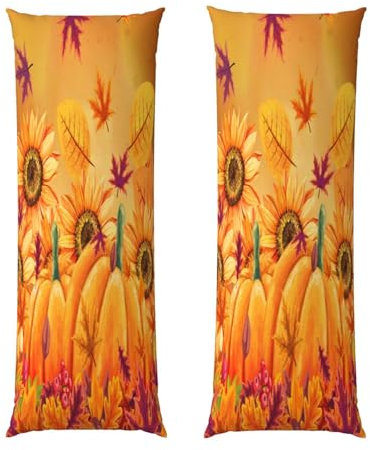 Kissenbezug für Herbst, Erntedankfest, Kürbisse, dekorativer Kissenbezug mit Sonnenblume, 50,8 x 137,2 cm, langer Kissenbezug mit Reißverschluss für Bett, Sofa, Bank, Rückenlehne, Kissenbezug