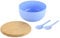 Kesper - Salatschüssel-Set, inkl. Salatbesteck, Material: Kunststoff (PP), Bambus, Maße: D 24 x H 13 cm, Farbe: Blau, Braun - 58472