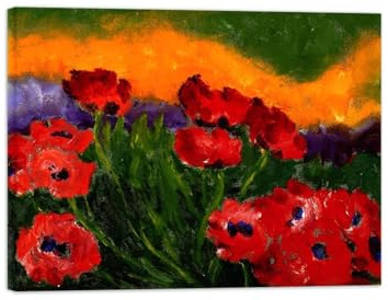 SDYSKKUG Emil Nolde Kunstdruck Leinwandbilder. Berühmte Gemälde Abstrakte Bild Reproduktion. Red Blumen. Poster Fertig zum Aufhängen 90x70cm Innenrahmen