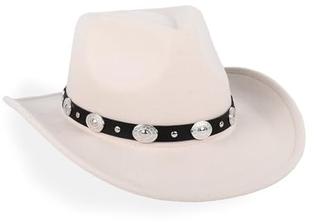 MYKAGS Chapeau de Cowboy pour Femmes et Hommes, Chapeaux Western en Daim, Chapeau Panama, Chapeaux de Cow-Boy à Large Bord, Cow-Girl Western en Daim (Beige)