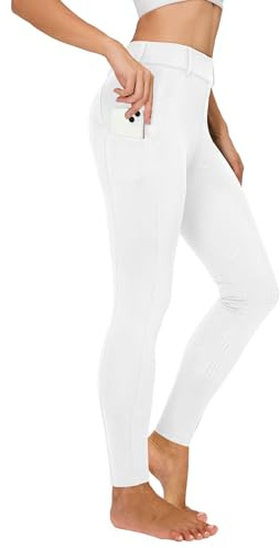 Leggings invernali da equitazione da donna, con imbottitura completa, termica, da equitazione, foderati in pile, impermeabili, con passanti per cintura, bianco, S