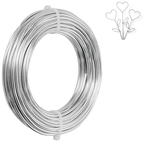 Draht zum Basteln, Basteldraht 3mm x 15M, Schmuckdraht Silber, Aludraht, Aluminiumdraht, biegsamer Basteldraht Silber für Kranzherstellung, Schmuckherstellung, Modellbau, DIY Kunsthandwerk