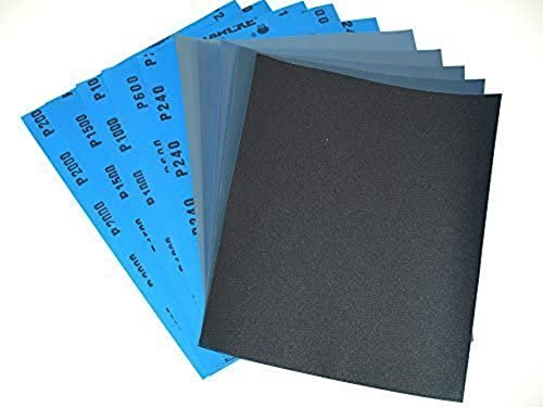 Starcke Matador wasserfestes und hochwertiges Schleifpapier für trockenes und nasses Schleifen, Körnung 240 / 600 / 1000 / 1500 / 2000 (je 2 Bögen), 230 mm x 280 mm, 10 Stück