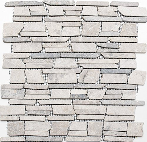 Mosaico mosaico in mattoni tinta unita grigio marmo pietra naturale cucina pietra mosaico formato: 25 – 105 x 15 x 8 mm, dimensioni foglio: 305 x 305 mm, 10 fogli