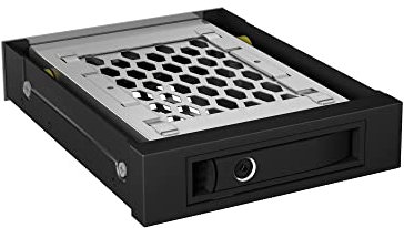 ICY BOX IB-2213SSK 3,5 Zoll Wechselrahmen für 1x 2,5 Zoll HDD/SSD, SATA III/SAS II, Voll-Metall, Anti-Vibration, abschließbar schwarz