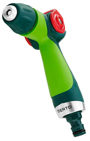 Verstellbare Sprühpistole mit Flusskontrolle - VERTO Spritzpistole, Wasserspritze mit Stoppfunktion, Gartenbrause mit Ergonomischer Griff - Reinigungsspritze für Garten