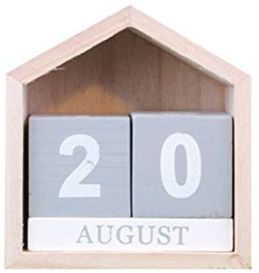 VOSAREA Holz Kalender Würfel Block Tischkalender Holzkalender Dauerkalender für Zuhause Büro Tischdeko Schreibtisch Dekoration