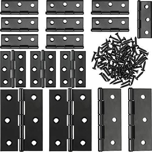 16 Pieces Small Door Hinges Stainless Steel Folding Butt Hinges Home Furniture Hardware Piano Cabinet Door Hinge with 96 Pieces Stainless Steel Screws