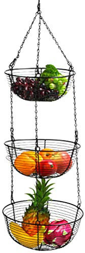 Sysow Corbeille à fruits suspendue avec crochet à 3 étages Hauteur réglable individuellement