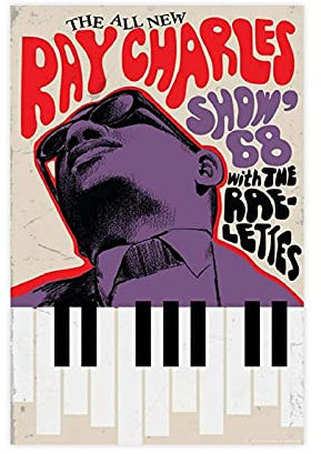 The Ray Charles Show 68 Konzert-Leinwand-Poster, Wandkunst, Dekoration, Bild, Gemälde für Wohnzimmer, Schlafzimmer, Dekoration, 40 x 60 cm