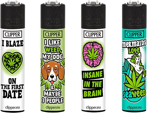 Clipper Feuerzeug 4er Set: (Weed Slogan #4)