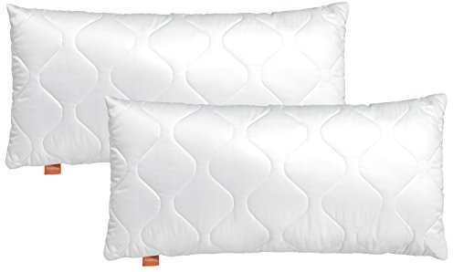 sleepling 2er Set Kopfkissen Komfort 300, Kissen aus 100% Baumwolle Satin, höhenverstellbar, Größengarantie, Füllmengengarantie, 60 Grad, Ökotex 100, 40 x 60 cm, weiß