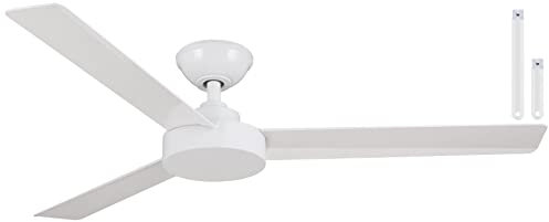 MINKA-AIRE F524-WHF Roto Deckenventilator, 132,1 cm, 3 Flügel, mit zusätzlichem 8,9 cm Downrod in flachem Weiß