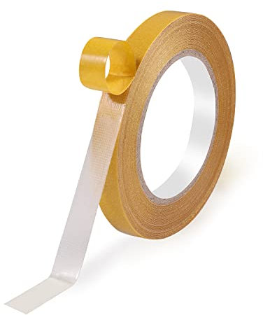 KINBOM 0.6inch x 66ft (20m) Double Sided Tape Heavy Duty, Super Sticky Clear Carpet Tape Fabric Double Sided Adhesive Tape Strong Wall Mounting Tape without Residual with Fiberglass Mesh