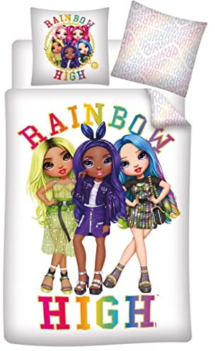 Aymax Bettwäsche Rainbow High wendbar, Bettbezug 140 x 200 cm + Kissenbezug 63 x 63 cm