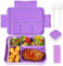 QCQHDU Brotdose Kinder mit Fächern,1330ml Lunchbox Kinder, Auslaufsicher Jausenbox mit 6 Fächern Besteckset,BPA-frei Bento Box Erwachsene,Mikrowellenfest für Schule Arbeit Picknick(Violett)