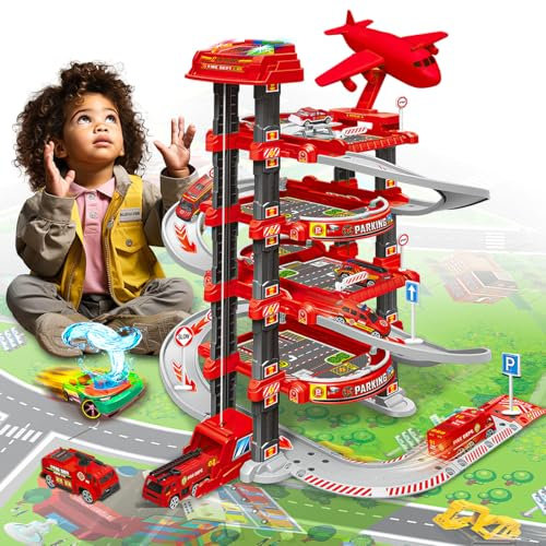 Xwin Sportseries Spiral Parking Garage Toy Set for Kids Age 3+, Preschool Car Games Toys Vehicle Race Car Ramp Track Toy for Christmas Newyear Birthday