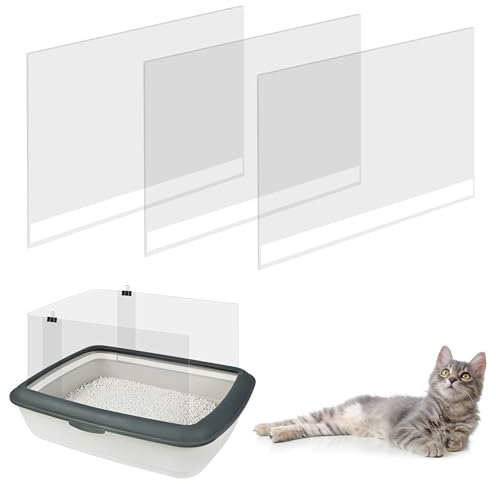 3 Pack Cat Litter Box Pee Shields,Easy Clean Anti-Splashing Enclosure, Litter Pan Pee Shields, Keep Mess Litter Box Urine Splash Guard (S)