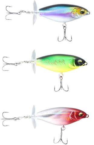 Angelköder Set, 3 Hecht Köder Oberfläche, Kunstköder Angeln, Zander Wobbler, Schwimmende Köder, mit Propeller, 8,5 cm, für Hecht Zander Barsch Forelle