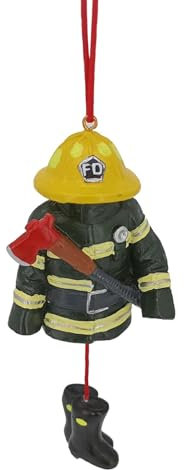 Umiocns Feuerwehrmann-Uniform Weihnachtsschmuck - Feuerwehrmann Ornament für Weihnachtsbaum - Weihnachten Auto für Feuerwehrmann Feuerwehr Mitglied Harz Ornamente