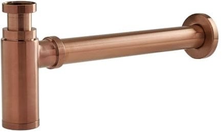 Milano Alara Modern Exposed Bottle Trap for Wall Hung or Washstand Basin - Brushed Copper