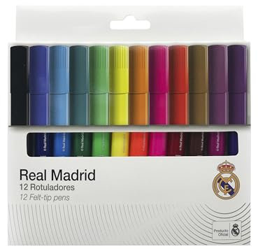 CYPBRANDS Real Madrid, Filzstifte, Farben, Zeichnen, kreative Aktivitäten, mehrfarbig, offizielles Produkt