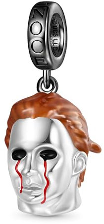 GNOCE Halloween Blutiger Michael Myers Anhänger Charm 925 Sterlingsilber Beads Charms für Frauen und Mädchen Schmuckgeschenk (Michael Myers)